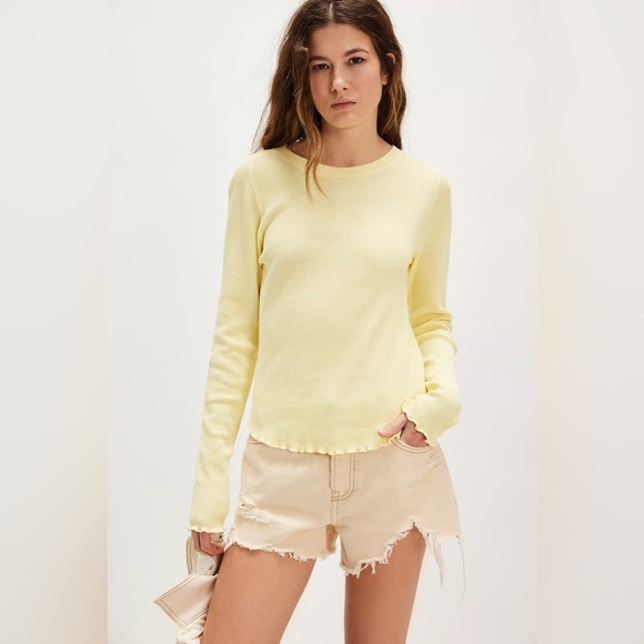 We The Free Tops - We the Free Yellow Easy Does It Long Sleeve Thermal Top